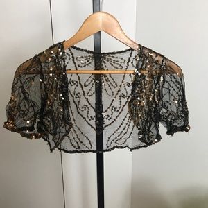 Black & Gold Sheer Sequins Shrug